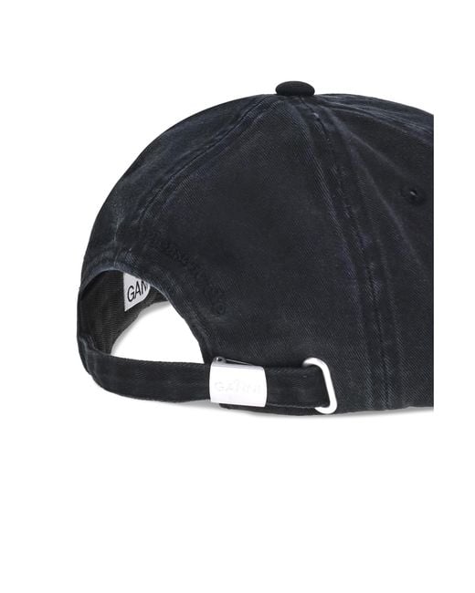 Ganni White Embroidered Logo Baseball Cap Cotton Hat