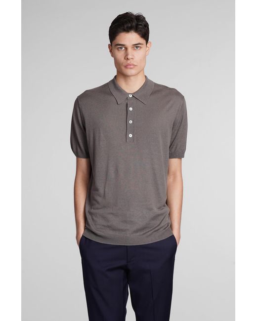 Low Brand Gray K148 Polo In Grey Silk And Linen for men