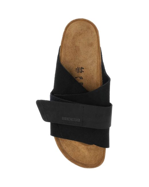 Birkenstock Black Kyoto Suede And Nubuck Leather Slides for men