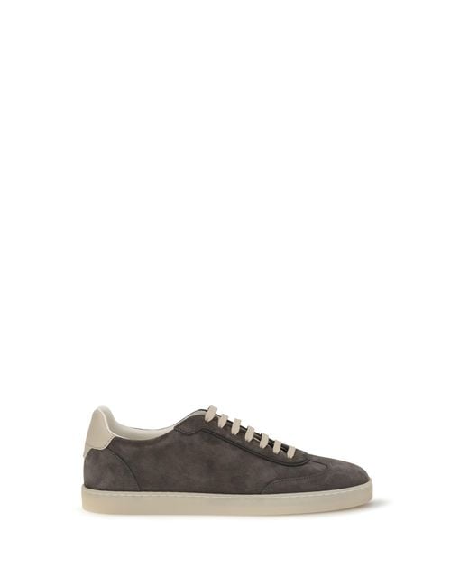 Brunello Cucinelli White Suede Sneakers Upper: Calf Leather Trainers for men
