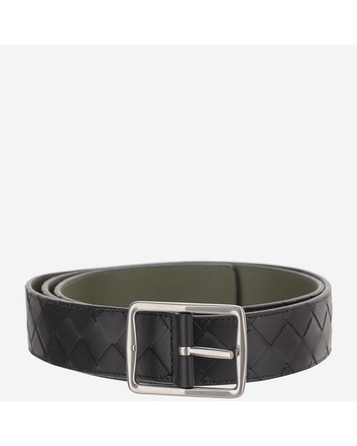 Bottega Veneta Black Leather Belt Reversible- Calf for men