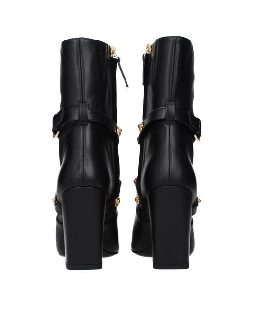 Versace Black Leather Ankle Boots