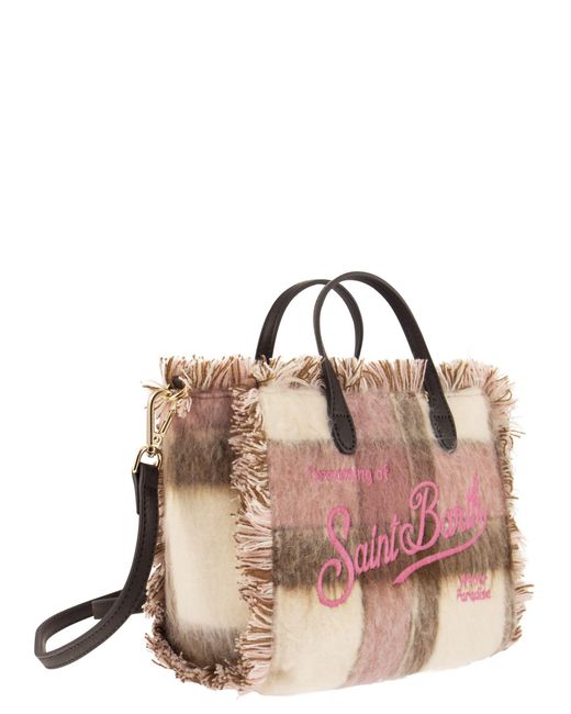 Mc2 Saint Barth Pink Mini Vanity Bag With Fringes And Check Pattern