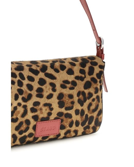 Staud Metallic Leopard Harlow Shoulder Bag Calf Leather Bos Taurus