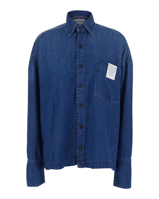 ICON DENIM Blue Shirt With Classic Collar And Long Sleeves