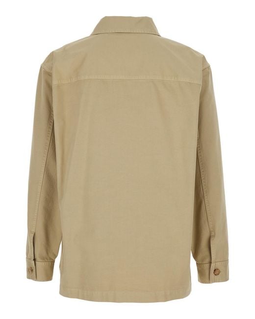 Saint Laurent Natural Shirt With Cassandre Embroidery, Cotton for men