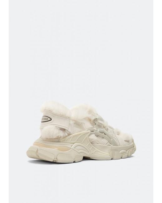 Balenciaga Natural Faux-Fur Track Sandals