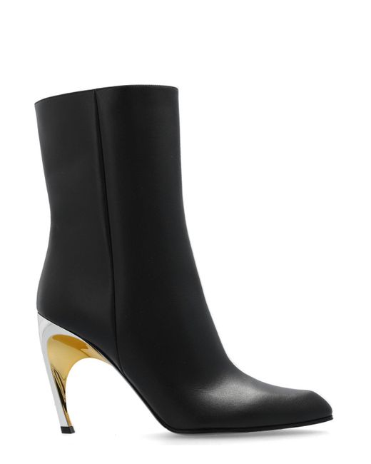 Alexander McQueen Black Pointed Toe Heeled Boots