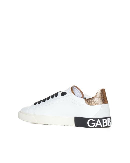 Dolce & Gabbana White Portofino Vintage Leather Sneaker