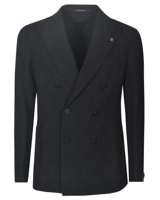 Tagliatore Black Check Pattern Double-Breasted Dinner Jacket for men