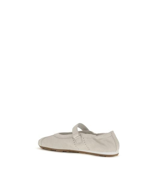 Miu Miu White Calf Leather Bos Taurus Ballet Flats