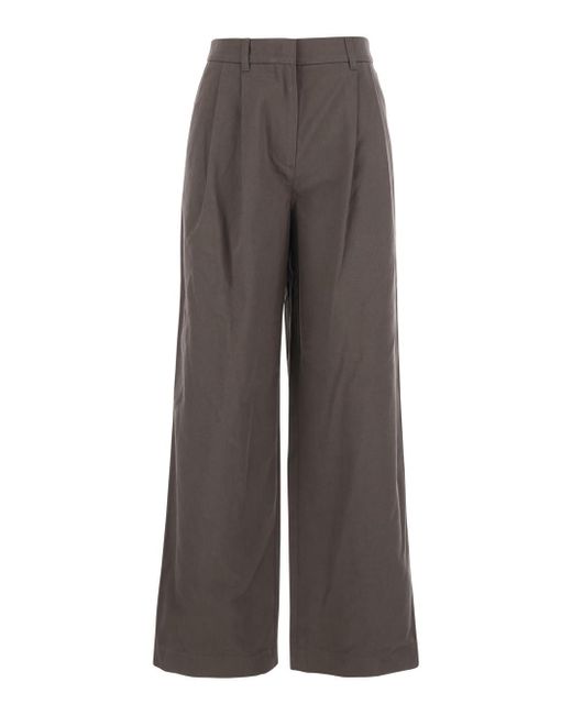 DUNST Gray Tailored Trousers With Front Pleats