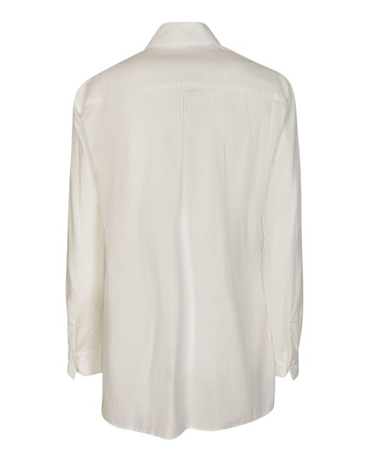 Yohji Yamamoto White Ruffle Detail Asymmetric Shirt