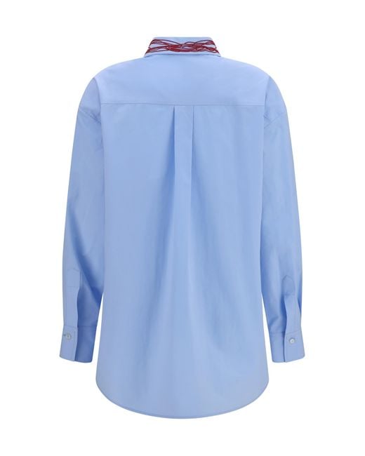 Fabiana Filippi Blue Boyfriend Poplin Shirt