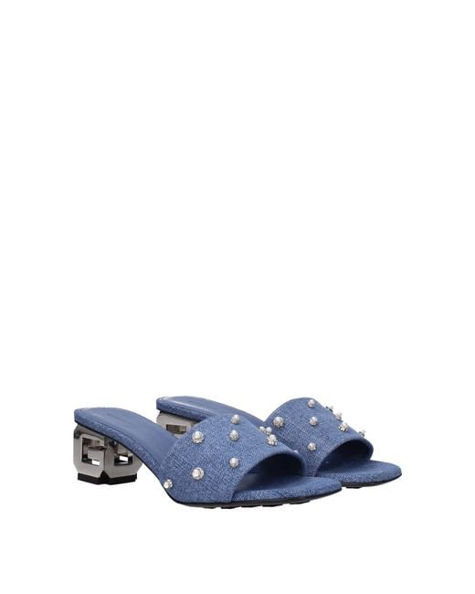 Givenchy Blue Fabric Flat Sandals