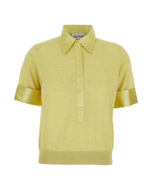 Semicouture Yellow Polo With Classic Collar And Cuffed Sleeves