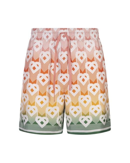 Casablancabrand Multicolor Gradient Heart Monogram Silk Shorts for men