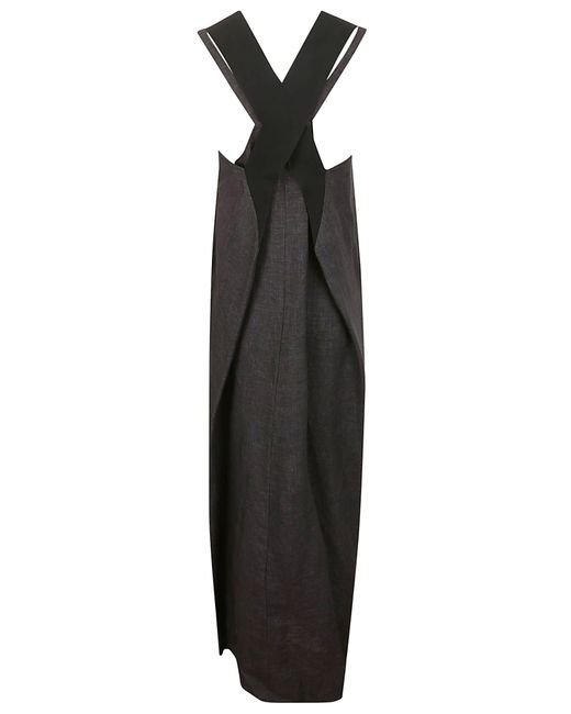 Stefano Mortari Black Linen Dress With Crossover Back