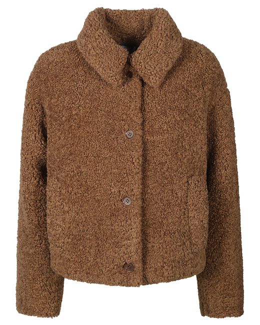 Aspesi Brown Cropped Three-Buttoned Knitted Jacket