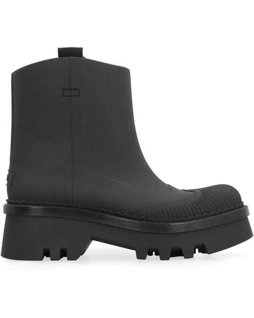 Chloé Black Raina Rubber Rain Boots Polyurethane