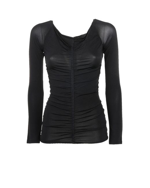Givenchy Black Ruched Long-sleeved Top