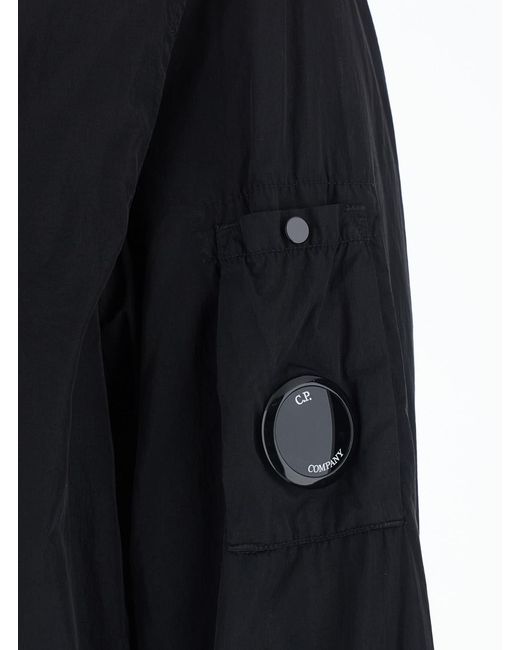 C P Company Black Chrome-R Zipped Lens Overshirt Jacket With Zip And Nylon Details Polyamide Outerwear for men