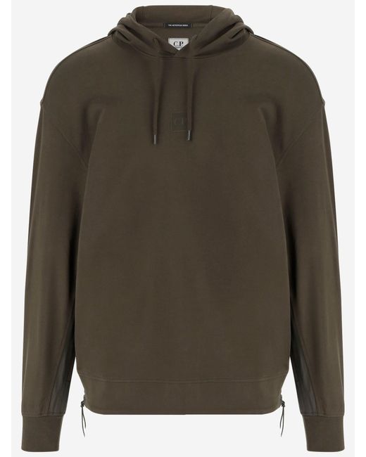 C P Company Green Stretch Cotton Sweatshirt With Logo for men