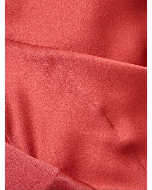 Alberta Ferretti Red Satin Evening Dress With Draped Neckline And Cut-Out Back