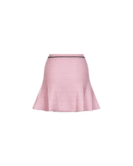 Self-Portrait Pink Self Portrait Sequin Knit Flared Mini Skirt