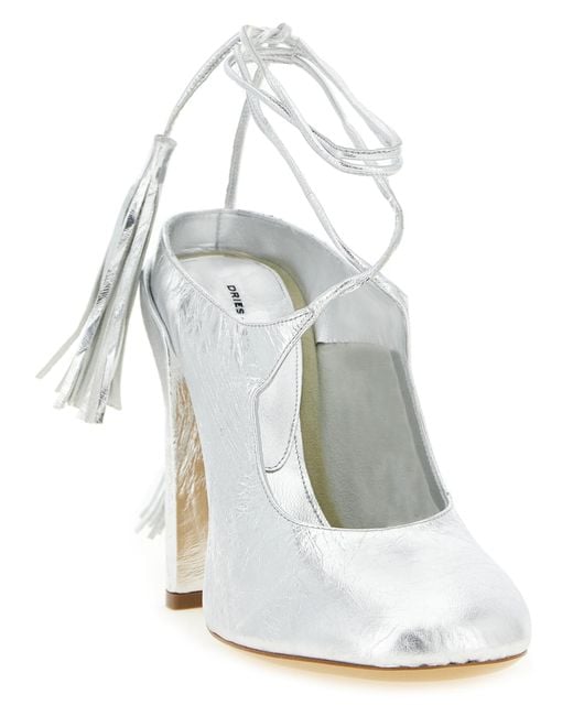 Dries Van Noten White Leather Pumps