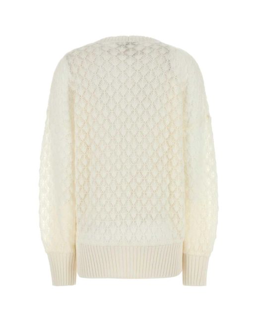 Blumarine White Ivory Nylon Blend Oversize Cardigan