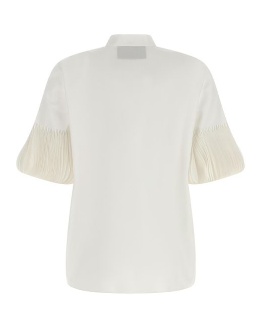 Valentino Garavani White Poplin Embroidered Shirt Cotton Shirt, Blouse