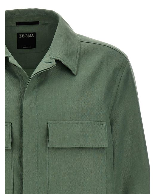 Zegna Green Linen Jacket Casual Jackets, Parka for men