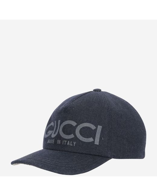 Gucci Blue Lasered Denim Baseball Hat Dark Cotton for men
