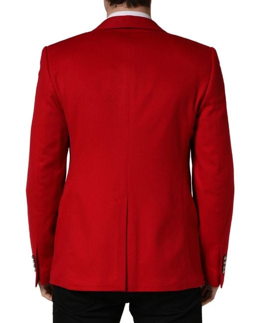 Dolce & Gabbana Red Cashmere Single Breasted Jacket Blazer for men