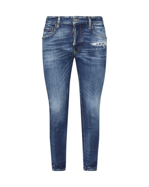 DSquared² Blue Distressed Skater Jeans for men