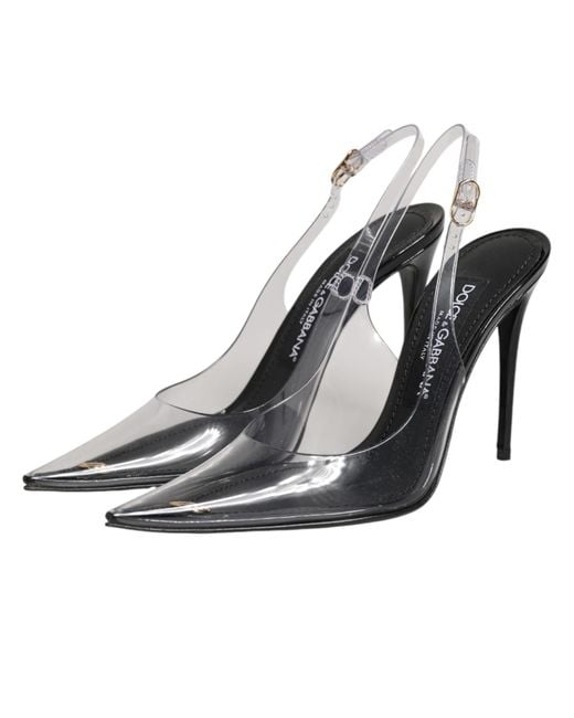 Dolce & Gabbana Black Leather Clear Pvc Slingback Pumps Shoes