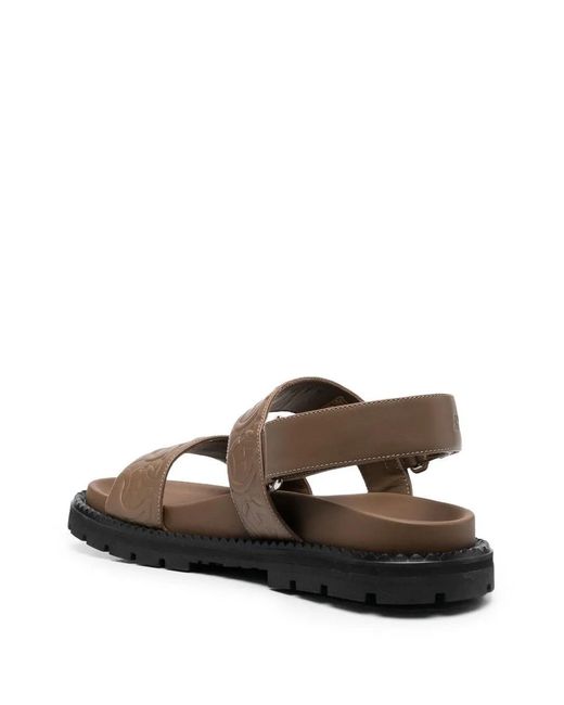 Ferragamo Brown Ferragamo Gancini Debossed Sandals for men
