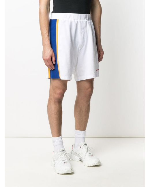 DSquared² White Side Stripe Logo Shorts for men