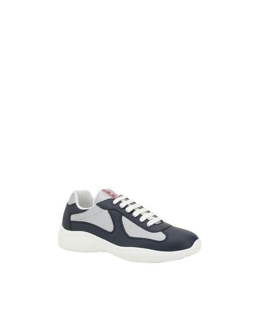 Prada Blue Calf Leather Bos Taurus Athletic Sneakers for men