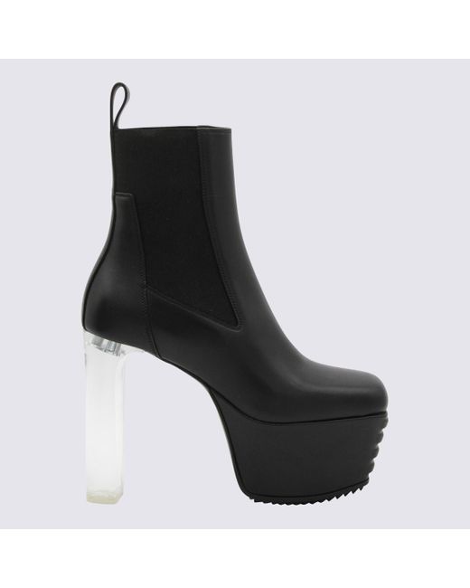 Rick Owens Black Leather Boots