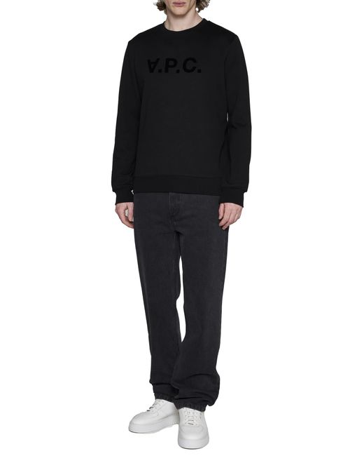 A.P.C. Black Logo Cotton Sweatshirt for men