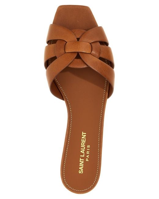 Saint Laurent Brown 'Tribute Nu Pieds' Mules