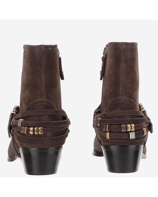 Pinko Brown Ankle Boots Jane O7 Suede Upper: Bovine Leather