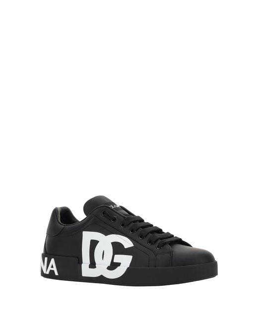 Dolce & Gabbana Black Calfskin Sneakers Trainers for men