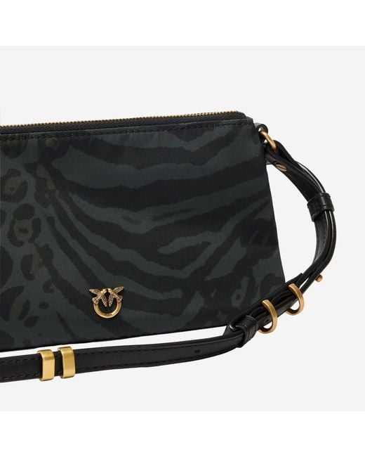 Pinko Black Shoulder Bag Animal Print Nylon