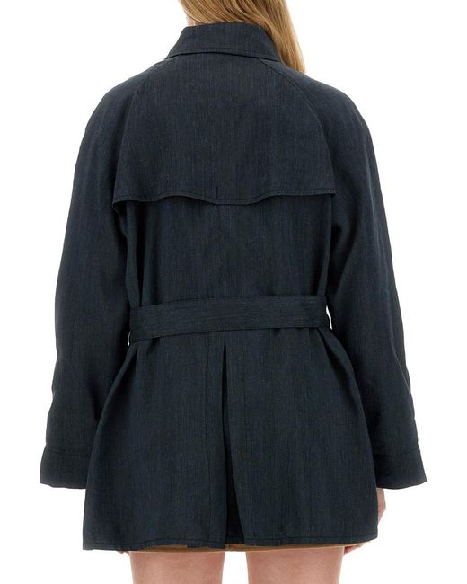 Fay Blue Short Trench Linen Viscose & Raincoats