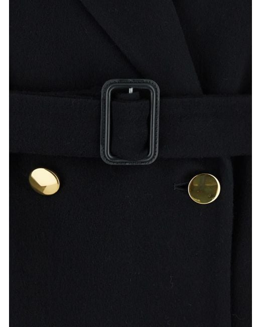Tagliatore Black 'Jole' Double-Breasted Coat With Golden Buttons