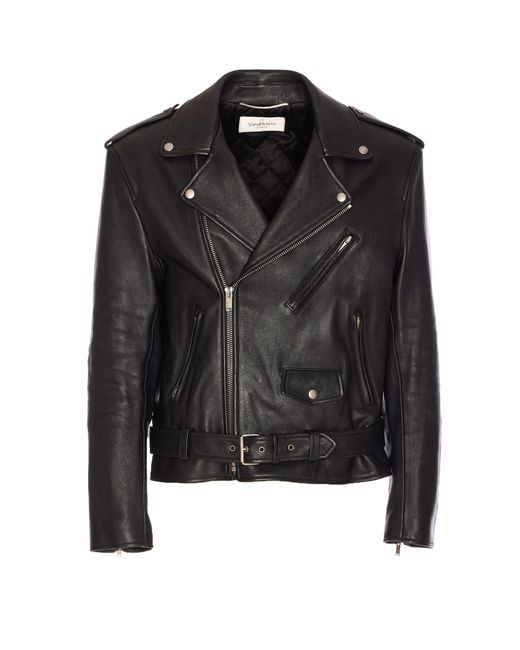 Saint Laurent Black Lamb Leather Biker Jacket for men