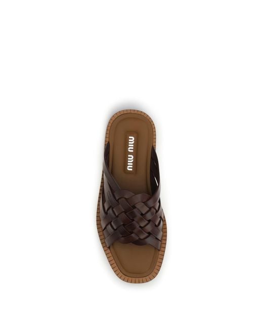 Miu Miu Brown Leather Sandals Calf